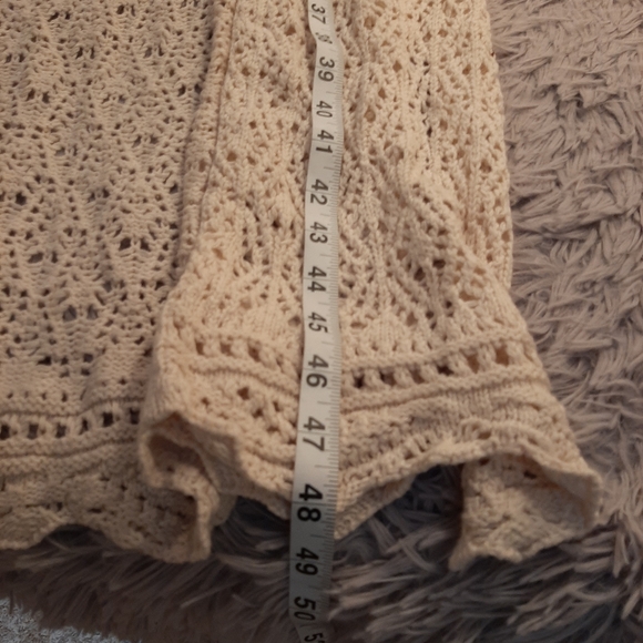 Freshman 1996 Boho Maxi Crochet Cardigan Open Sleeveless Cream Color Size XS NWT - Picture 7 of 16